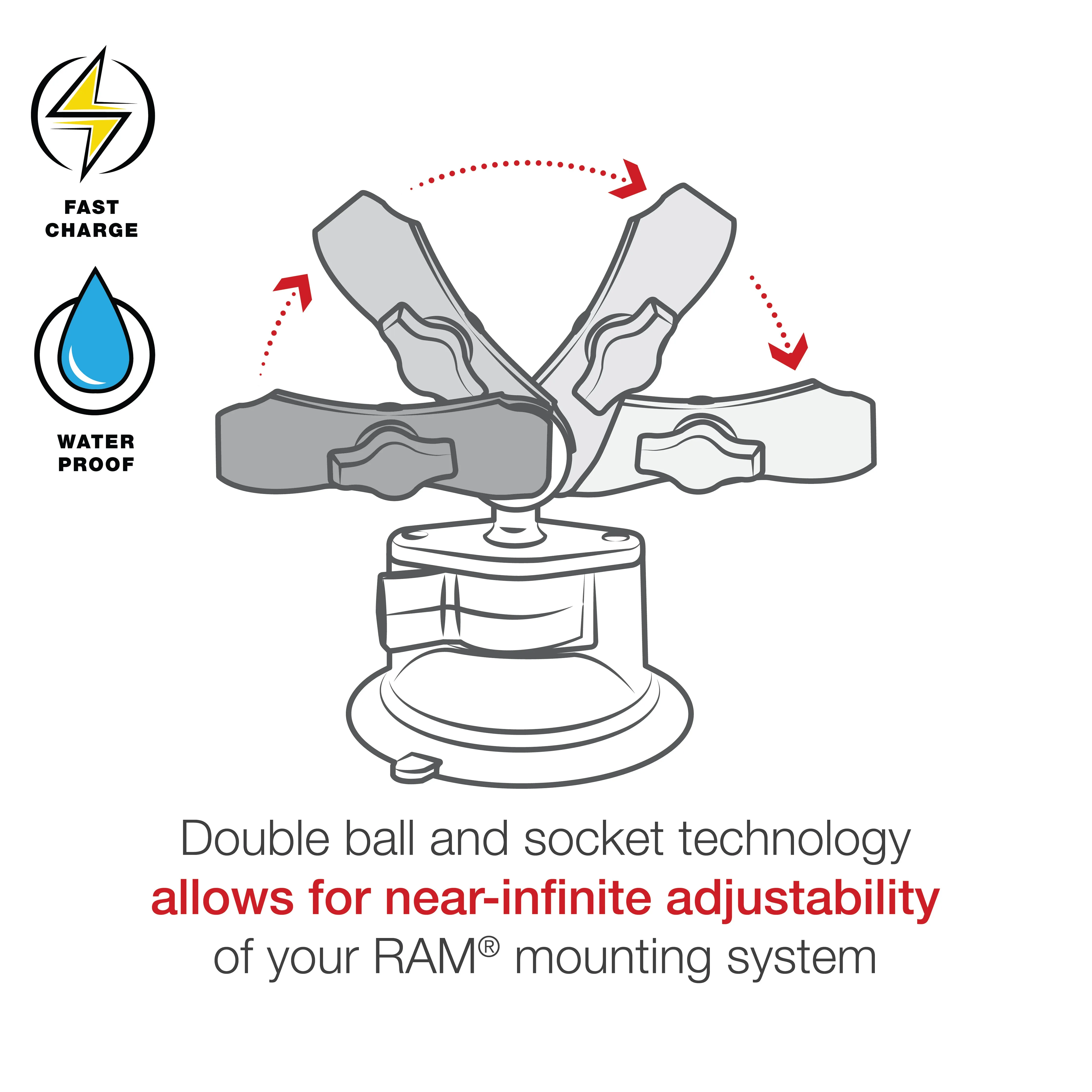 RAM® Tough-Charge™ 15W Wireless Charging Suction Cup Mount