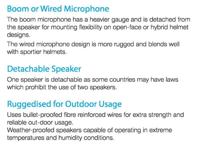 RAPTOR-i Wired Mic Speaker Headset for Full Face Helmet (RTR-WS-02)