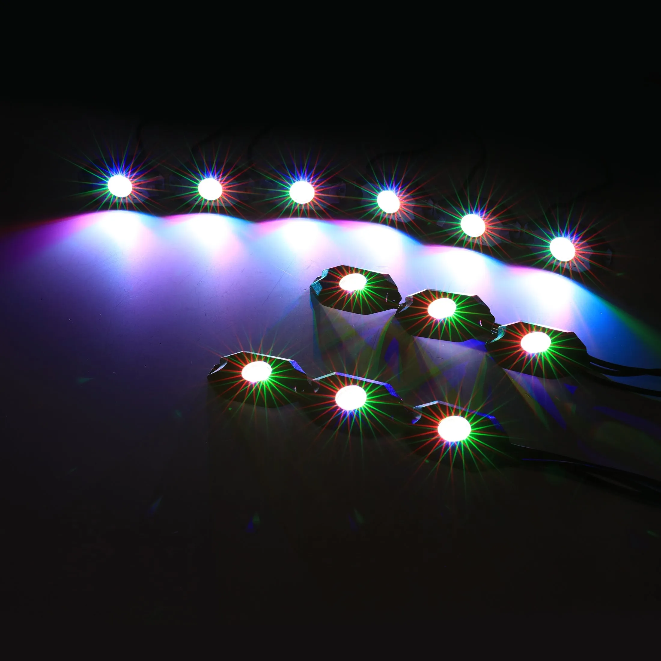 RGB LED Rock Light Set with Bluetooth Controller for GMC Sierra AT4 GMC Sierra 1500/2500/3500