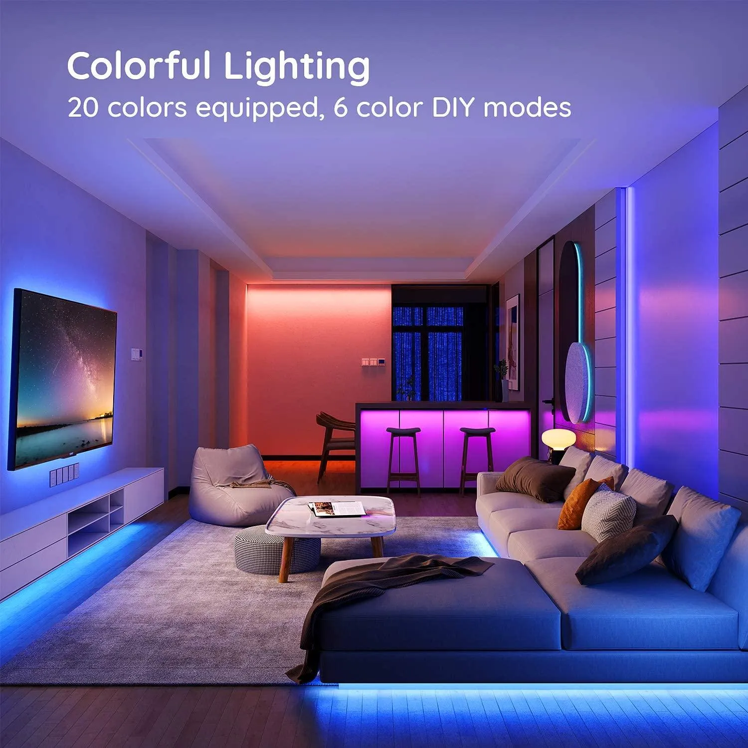 RGB LED Strip with WiFi Controller DC 24V 10m One Length 5050 IP65 Waterproof 60LED/m Full Kit