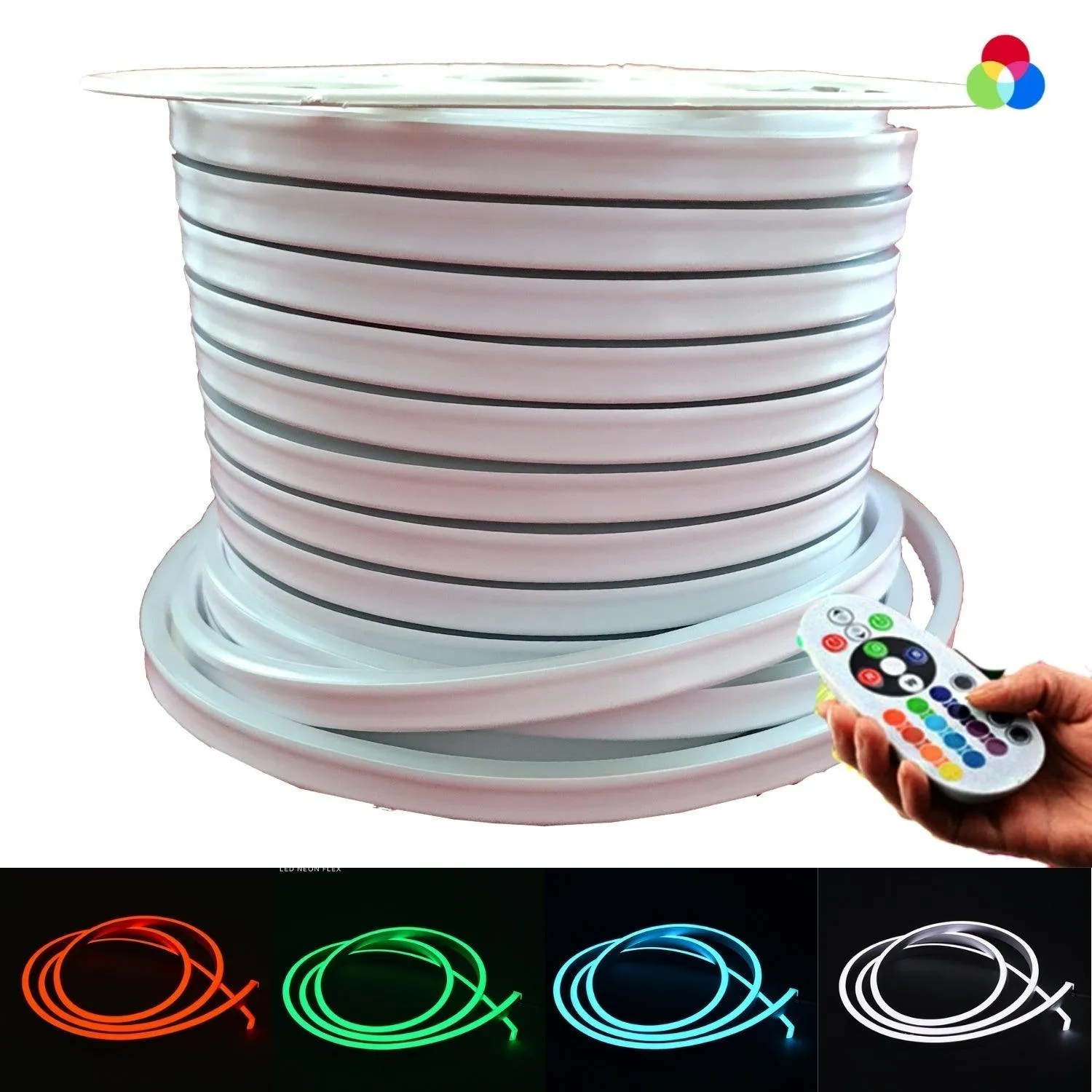 RGB Neon Flex 220V 240V 10x20mm Flat Shape IP65 Dimmable with Remote Kit