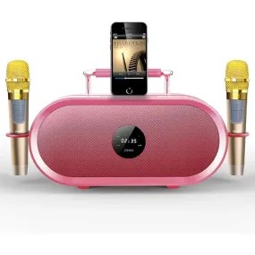 RHM Karaoke Machine,2 Wireless Microphones,Rechargeable Battery Speaker,Portable PA Speaker System with Bluetooth/AUX/USB/SD