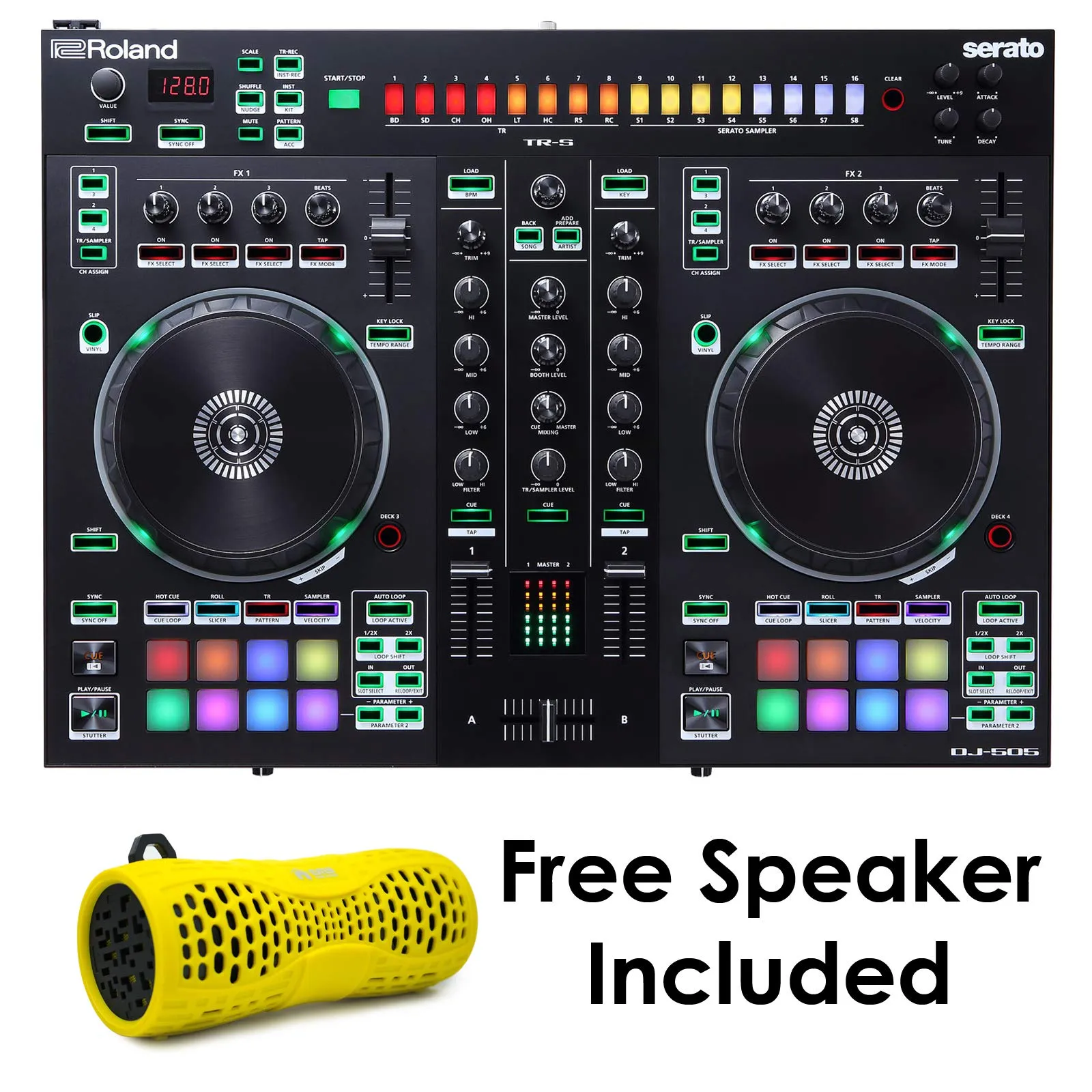 Roland PKG DJ-505 Free Yellow EMB Rechargeable Speaker
