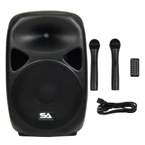 RSG-15 - Powered 15 Inch PA Speaker - Rechargeable with 2 Mics, Remote and Bluetooth