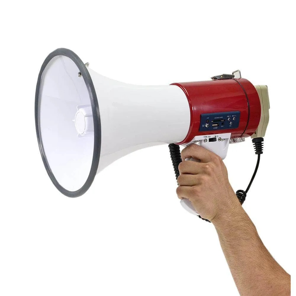 SA-MEGA8 Professional 8" Medium Bell Megaphone Bullhorn with Detachable Microphone with AUX Input and Siren