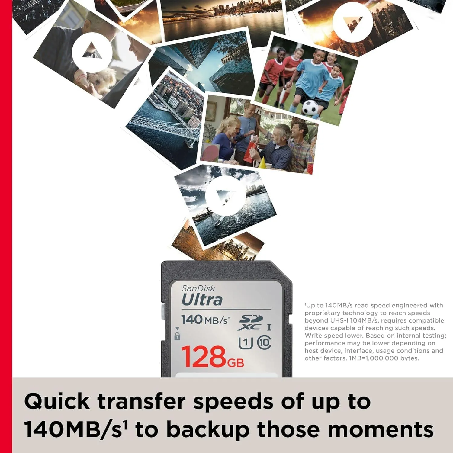 SanDisk 128GB Ultra SDXC card up to 140 MB/s with A1 App Performance UHS-I Class 10 U1