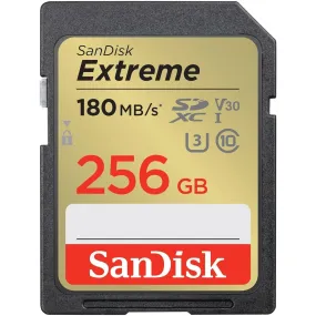 SanDisk 256GB Extreme SDXC card   RescuePro Deluxe, up to 180MB/s, UHS-I, Class, 10, U3, V30