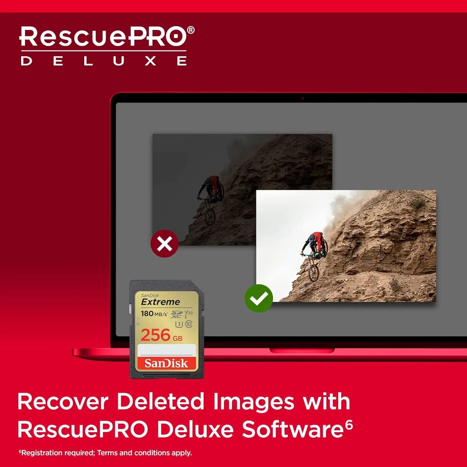 SanDisk 256GB Extreme SDXC card   RescuePro Deluxe, up to 180MB/s, UHS-I, Class, 10, U3, V30