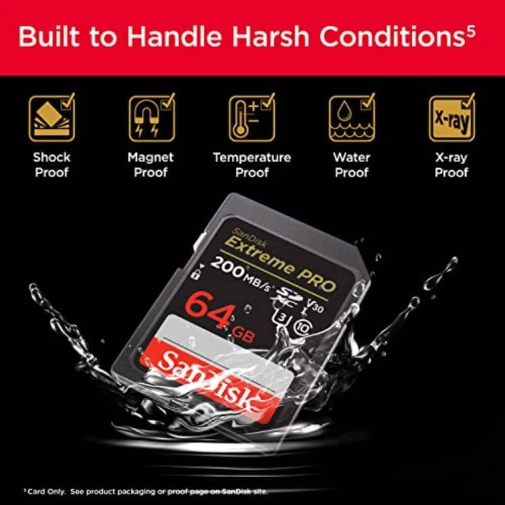 SanDisk 64GB Extreme PRO SDXC UHS-I Memory Card - C10, U3, V30, 4K UHD, SD Card - SDSDXXU-064G-GN4IN  (Refurbished)