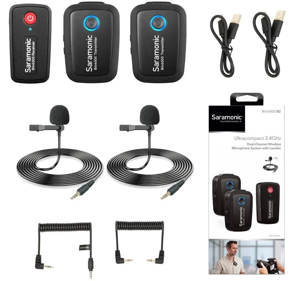 Saramonic Blink500 B2 (TX TX RX) Dual-Channel Wireless Microphone System-1 Year Warranty