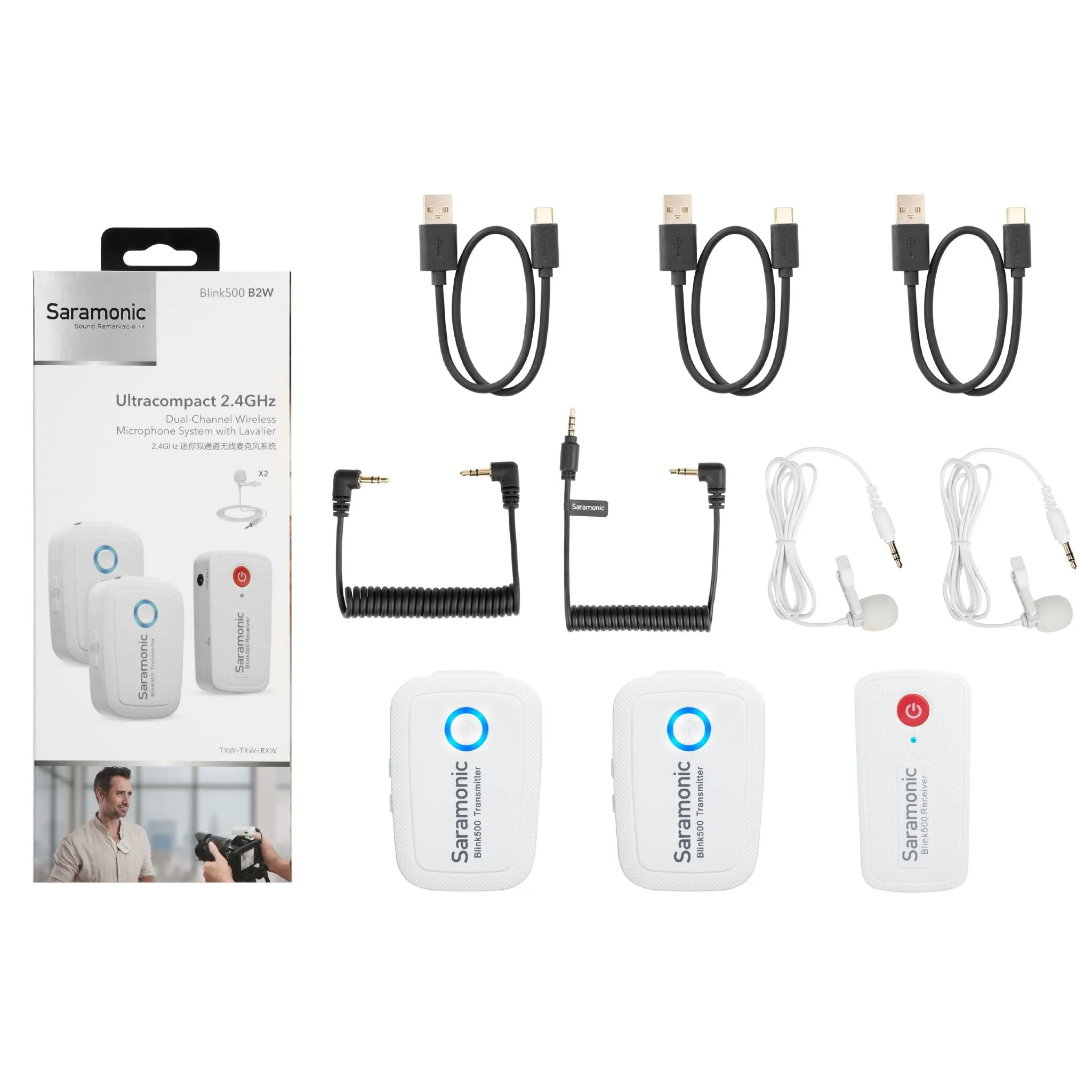 Saramonic Blink500 B2W (TXW  TXW  RXW) Dual-Channel Wireless Microphone System-1 Year Warranty
