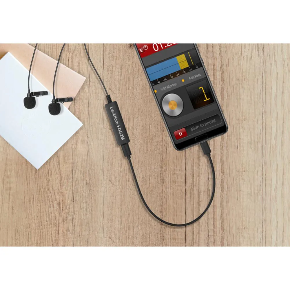Saramonic LavMicro DC2M Dual Omnidirectional Lavalier Microphone with Monitoring for iOS, Android & Computer