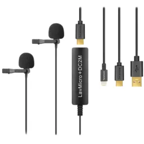 Saramonic LavMicro DC2M Dual Omnidirectional Lavalier Microphone with Monitoring for iOS, Android & Computer