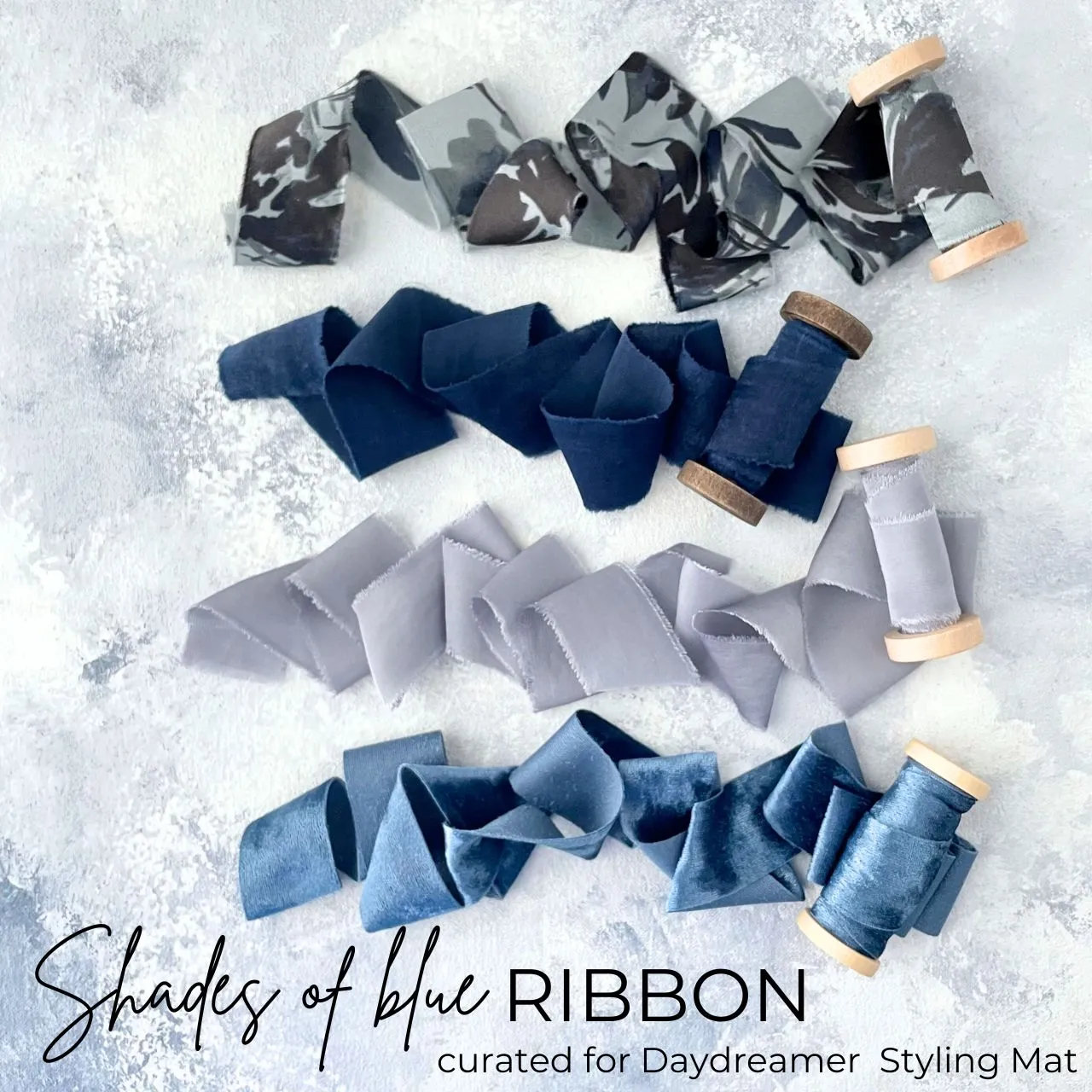 Shades of Blue Flat Lay Styling Ribbon