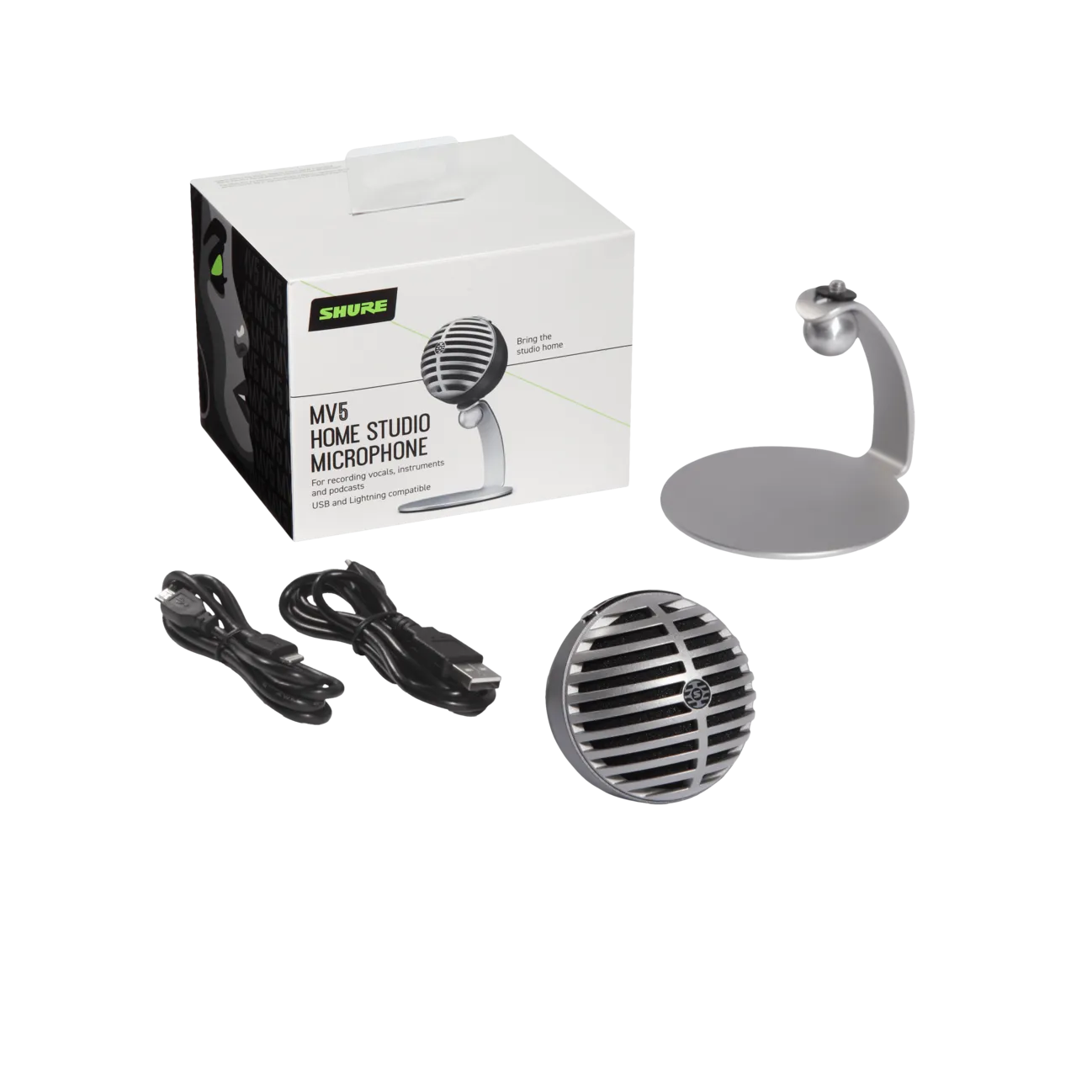 Shure MV5-B-DIG MV5 Home Studio Microphone, Black, Includes USB and LTG cables