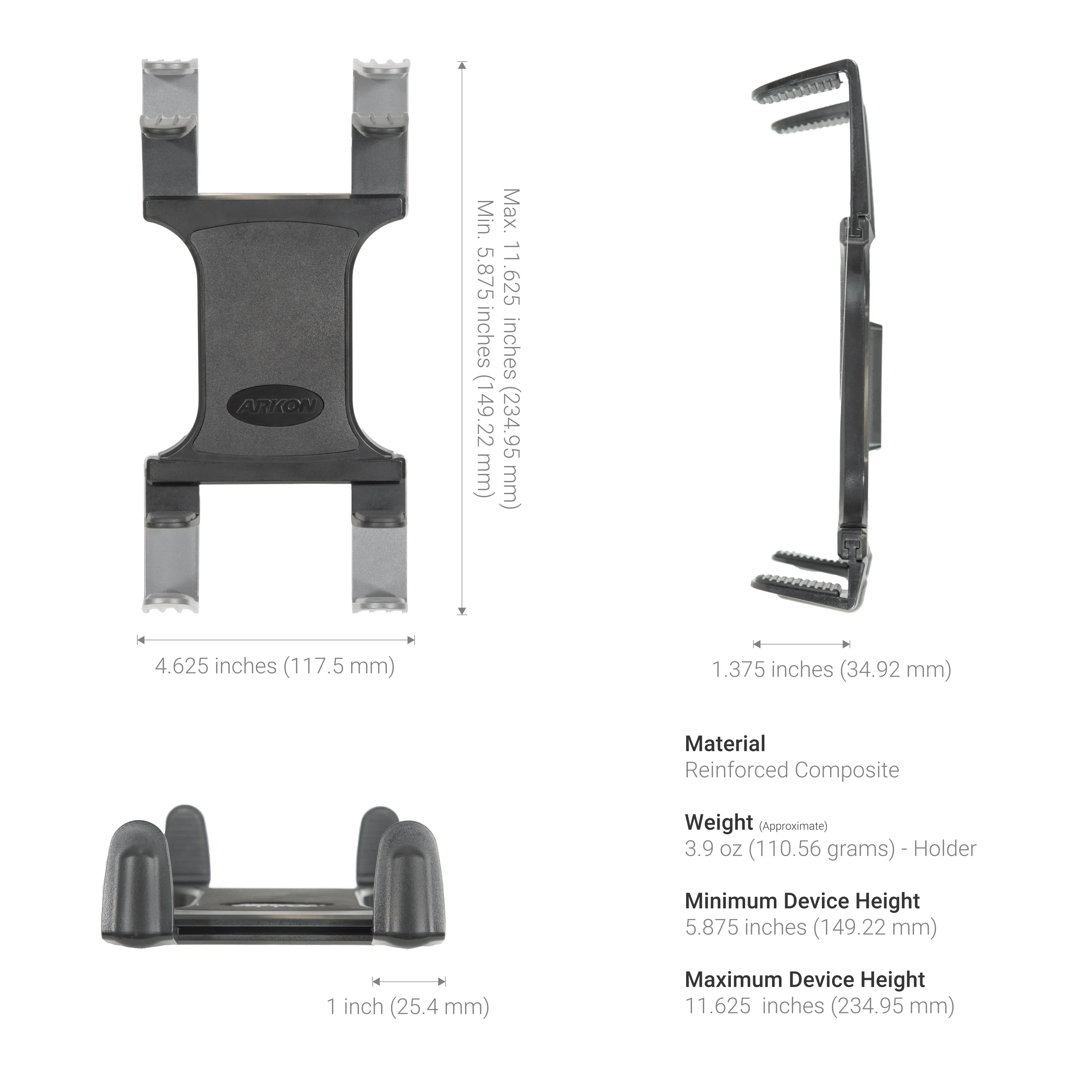 Slim-Grip® Tablet Holder with Multi-Angle Arm and Clamp Mount