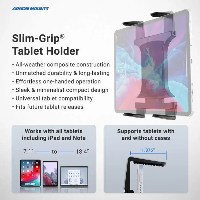 Slim-Grip® Tablet Holder with Multi-Angle Arm and Clamp Mount
