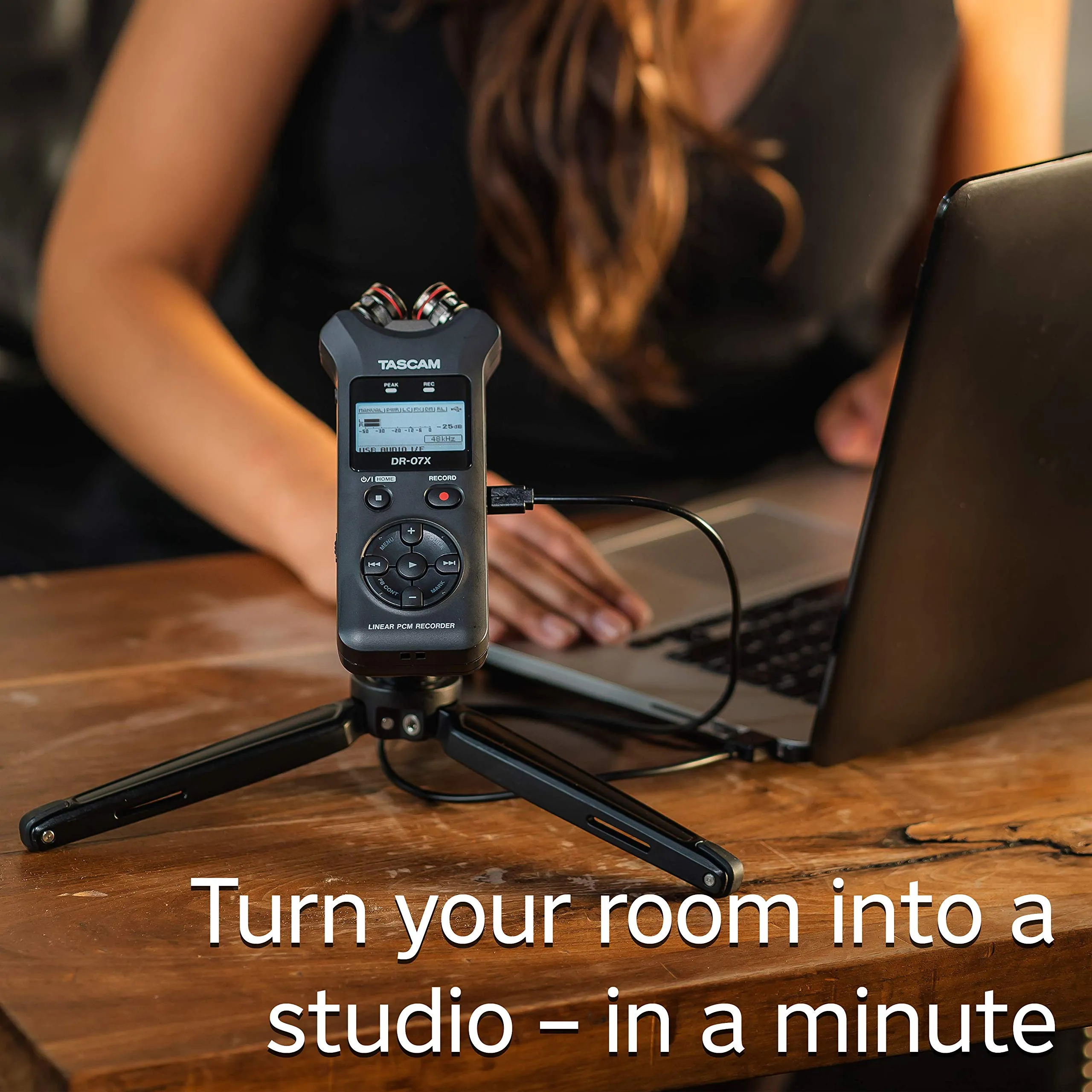 Tascam DR-07X 2-Track Portable Audio Recorder with Onboard Adjustable Stereo Microphone (DR-07X)