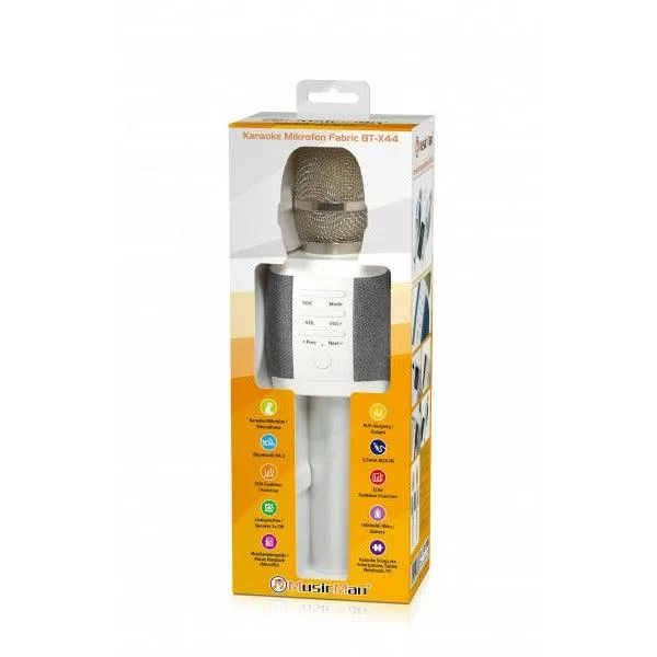 Technaxx MusicMan Karaoke Fabric Microphone - Grey | BT-X44
