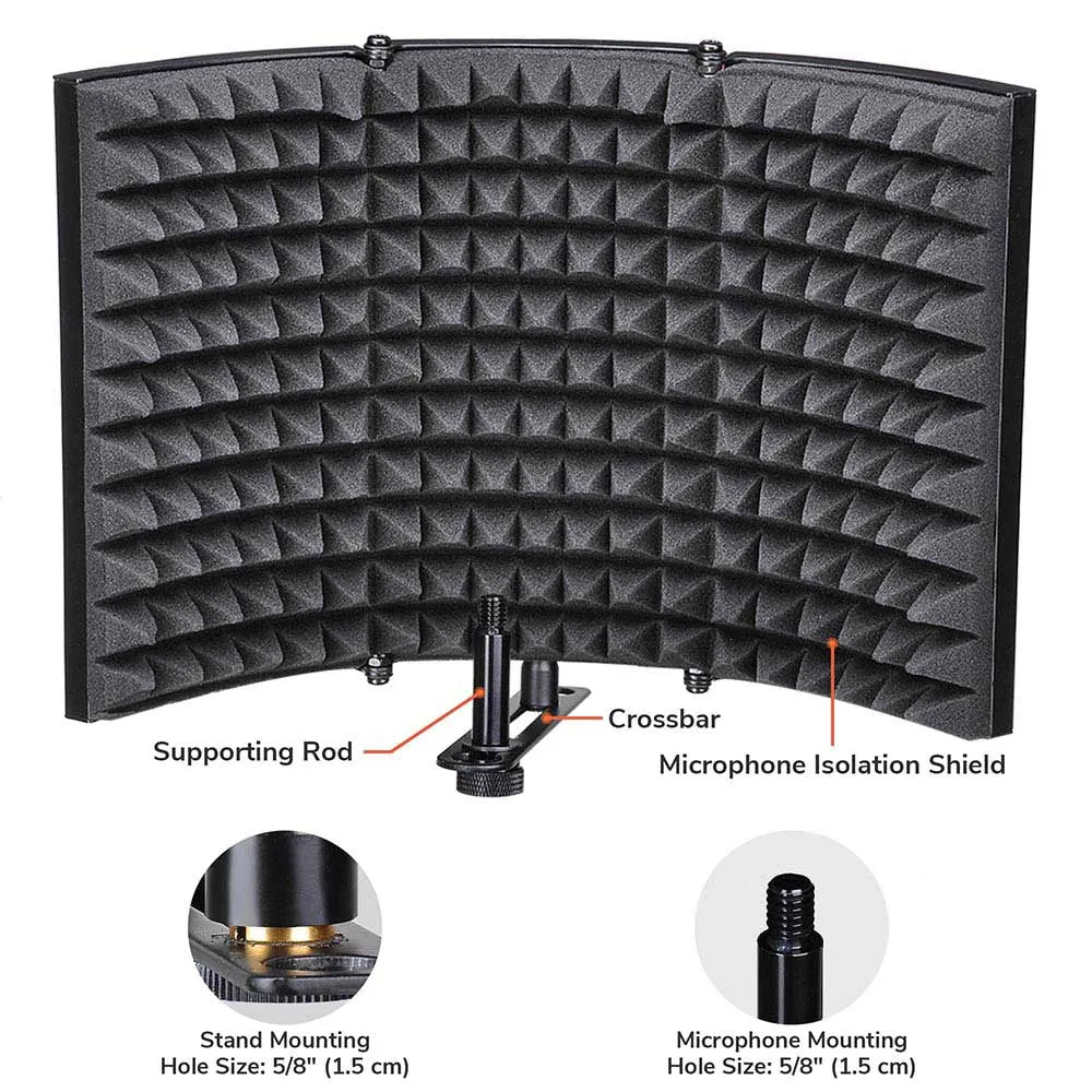 TheLAShop 3-Fold Studio Microphone Isolator Foam Panel Vocal Absorber