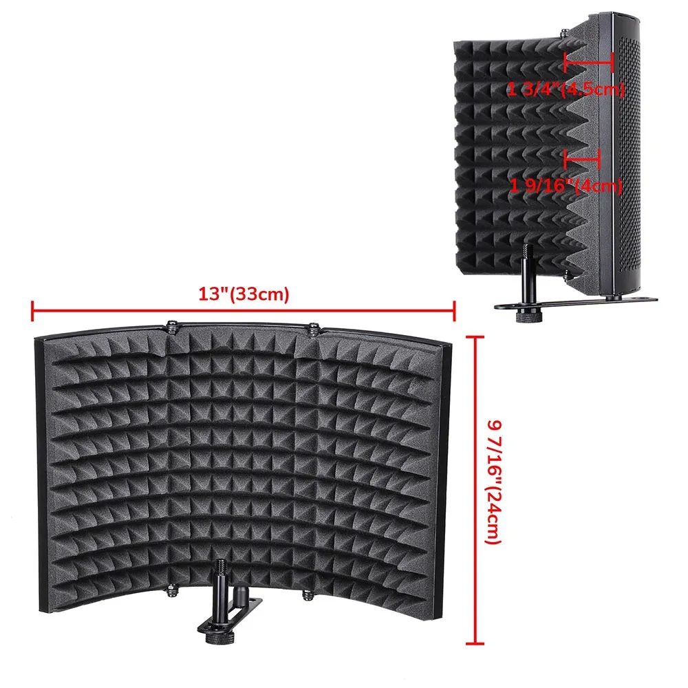 TheLAShop 3-Fold Studio Microphone Isolator Foam Panel Vocal Absorber