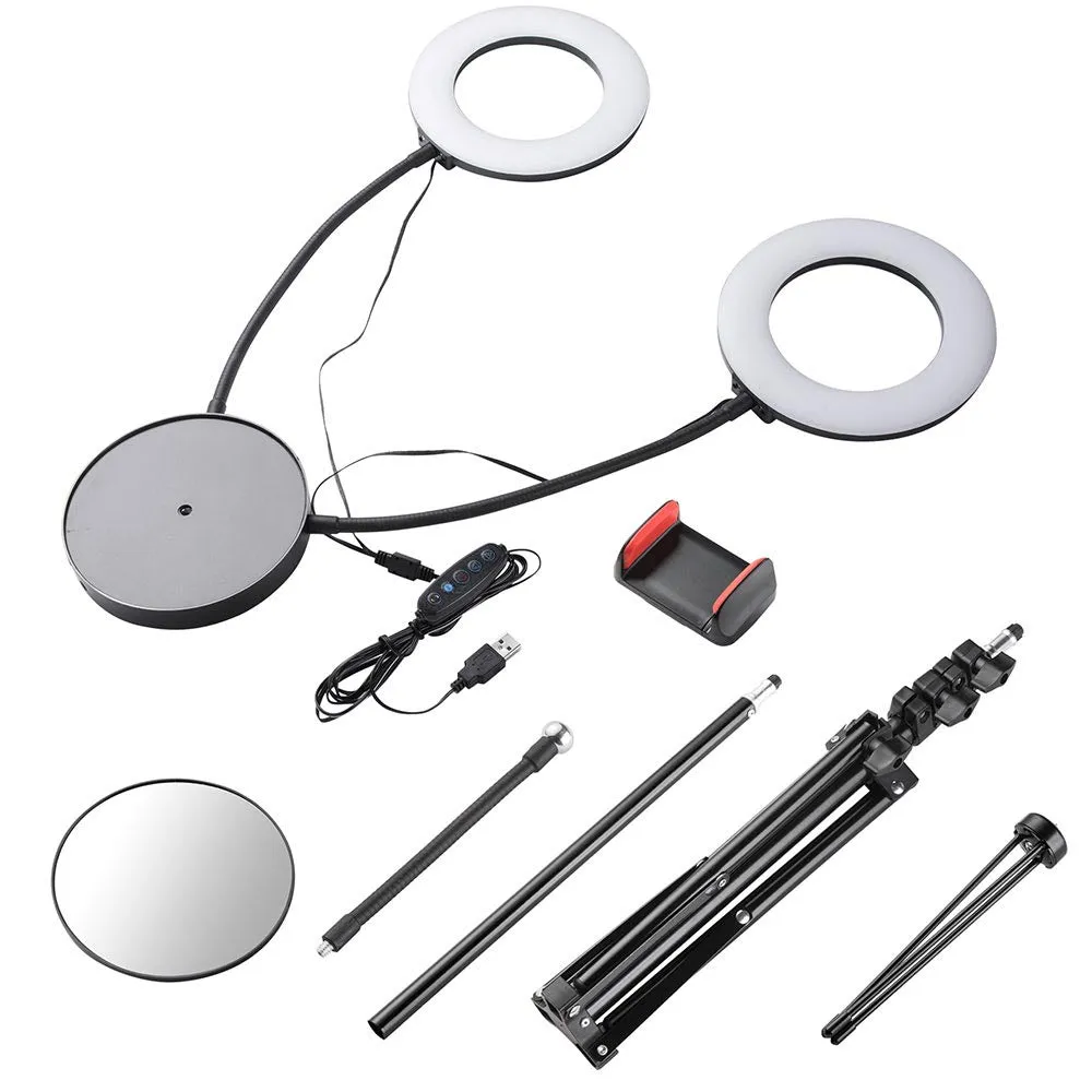 TheLAShop 7" Selfie Ring Light with Stand Mirror Remote RGB & Dimmable