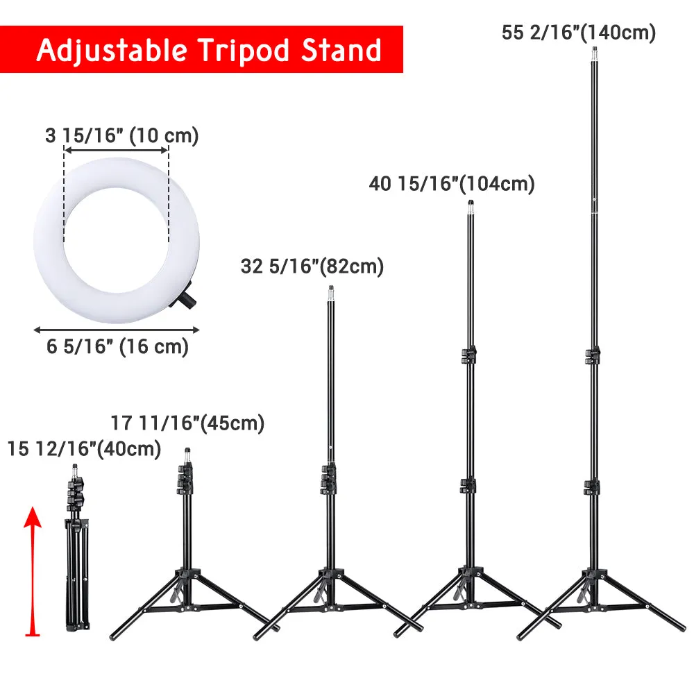 TheLAShop 7" Selfie Ring Light with Stand Mirror Remote RGB & Dimmable