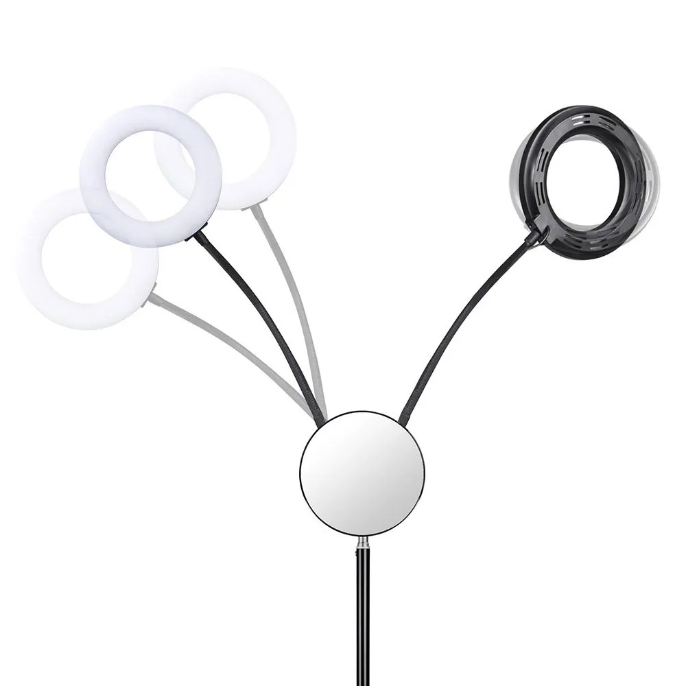 TheLAShop 7" Selfie Ring Light with Stand Mirror Remote RGB & Dimmable