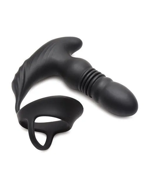Thunderplugs 10x Thrusting Silicone Vibrator W/cock & Ball Strap & Remote - Black