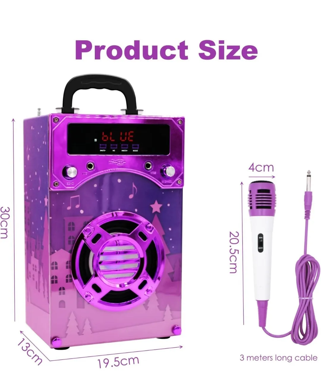 (Toys) IndeCool Kids Bluetooth Karaoke Machine with 2 Microphones/Remote Control/Wireless/Karaoke Speaker/Portable/MP3 Player