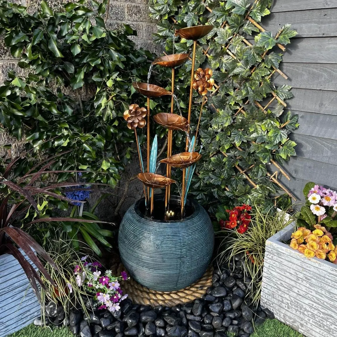 Tranquility Zinc Flower & Bowl Water Feature