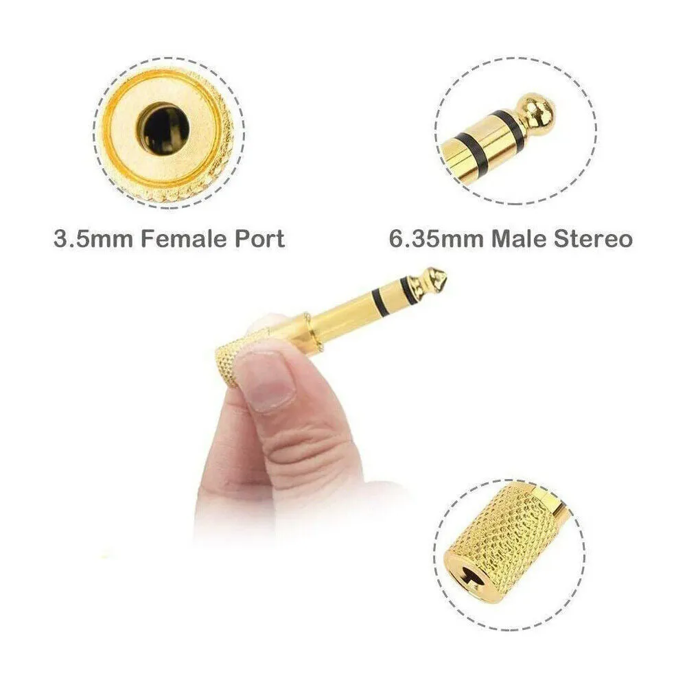 US 10-20 Pcs 6.35mm 1/4" Male to 3.5mm 1/8" Female TRS Stereo Audio Adapter
