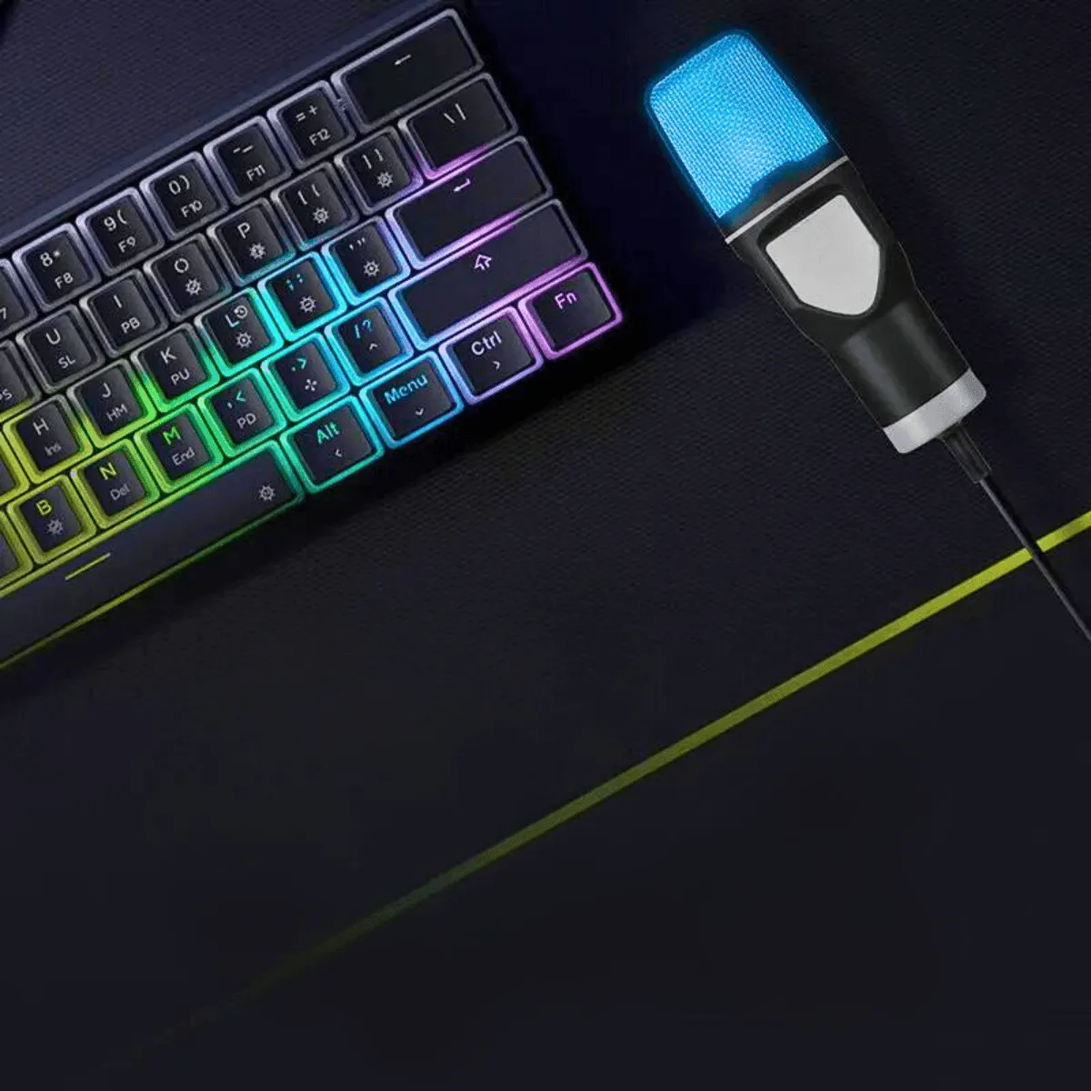USB Gaming Microphone, Omnidirectional, RGB Lighting, Sensitive Small Diaphragm, Superior Sound Quality, Perfect for Gamers & Streamers