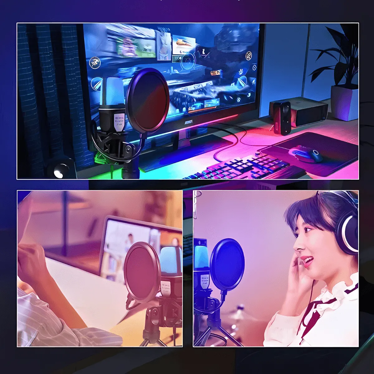 USB Gaming Microphone, Omnidirectional, RGB Lighting, Sensitive Small Diaphragm, Superior Sound Quality, Perfect for Gamers & Streamers