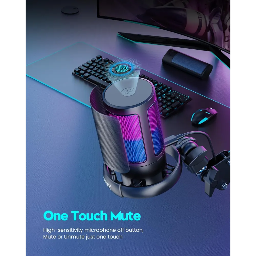 USB Microphone for PC: Computer Condenser Mic with Boom Arm