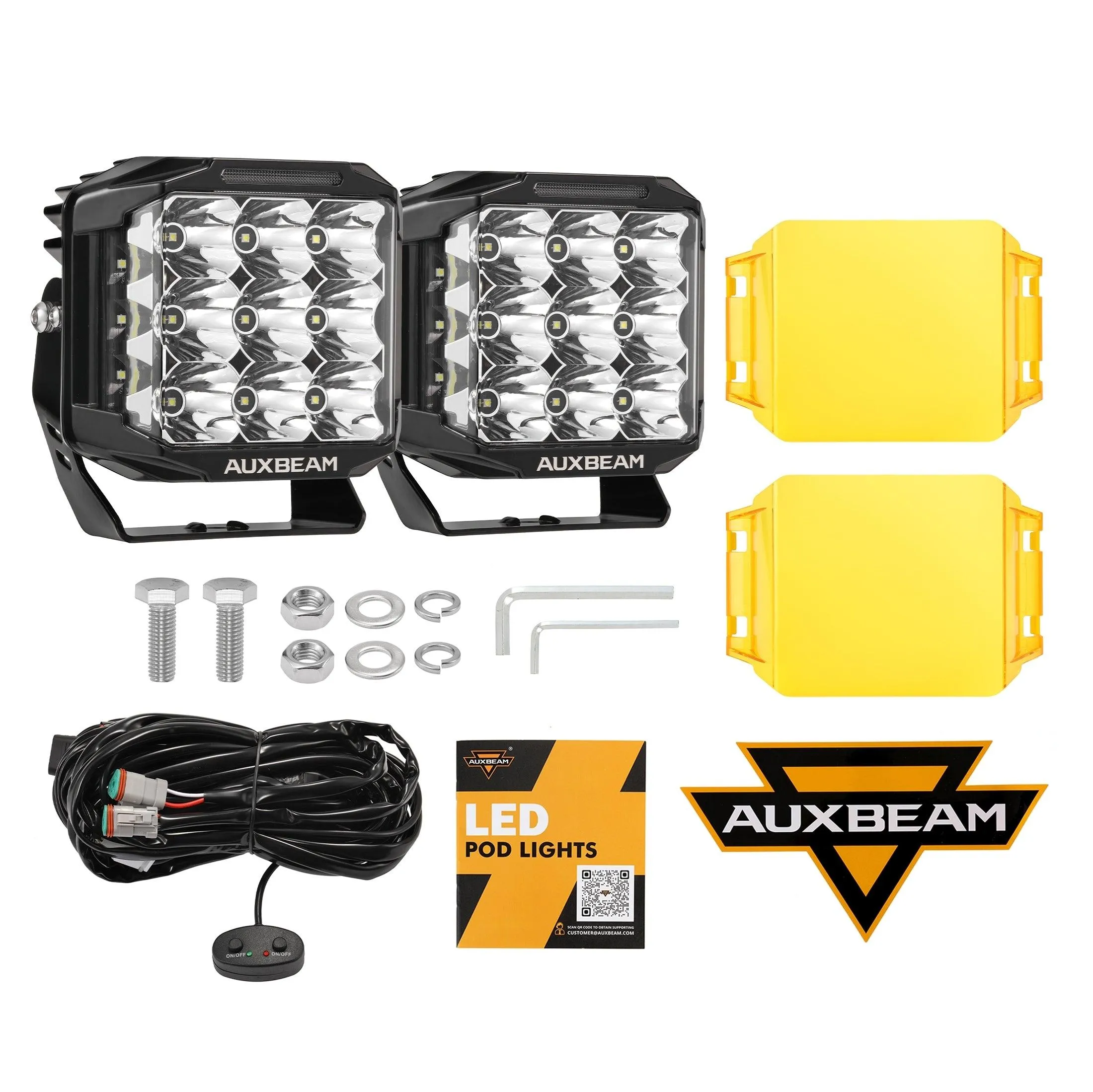 V-MAX Series | 7 Inch 228W 26100LM Combo Beam Side Shooter LED Square Pod Lights with Amber DRL&Backlight