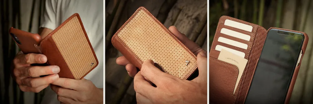 Wallet Wood iPhone Xs Max Leather Case