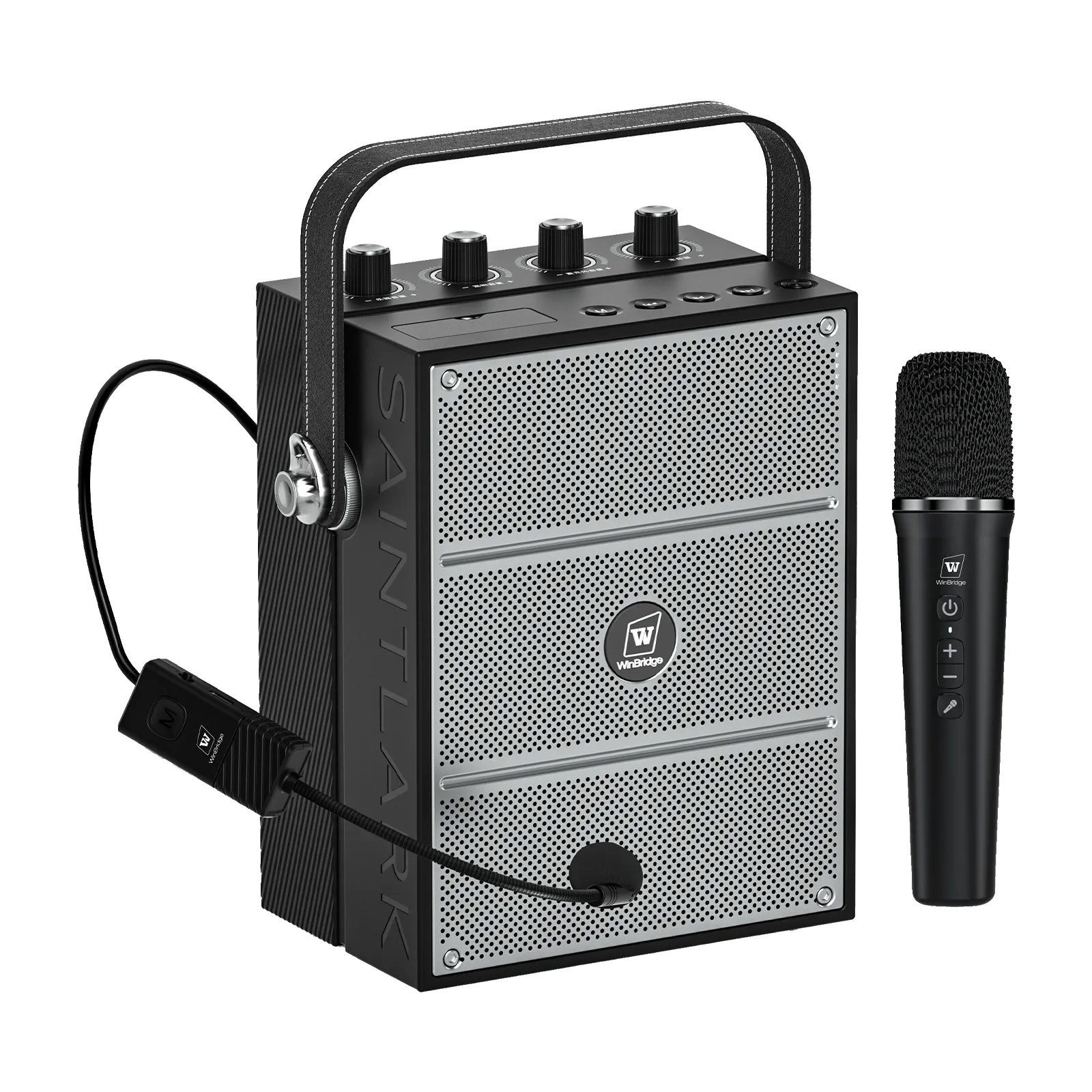 WinBridge S97 60W Powerful Wireless Voice Amplifier with Handheld and Headset Microphones for Teachers,Portable PA System with Sound Effects, Karaoke Speaker and Mic System Support Guitar Play