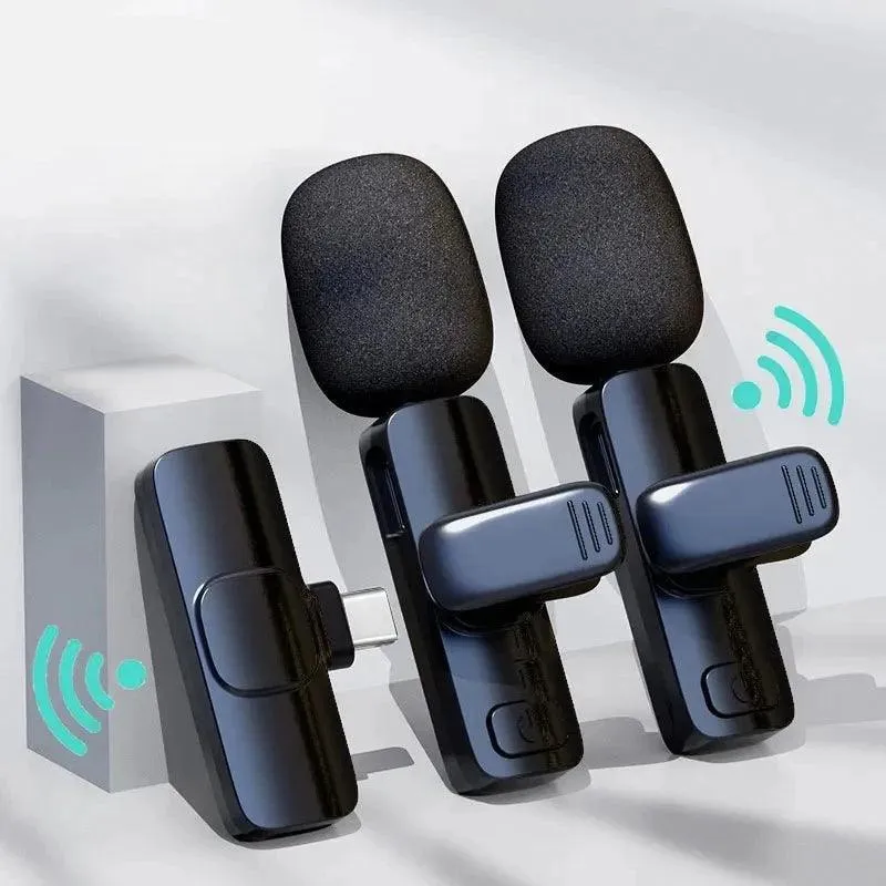 Wireless Lavalier Microphone, Ultra-Low Latency, Noise Reduction, 360° Pickup, Plug-and-Play, 65ft Range, Ideal for Vlogs and Broadcasts