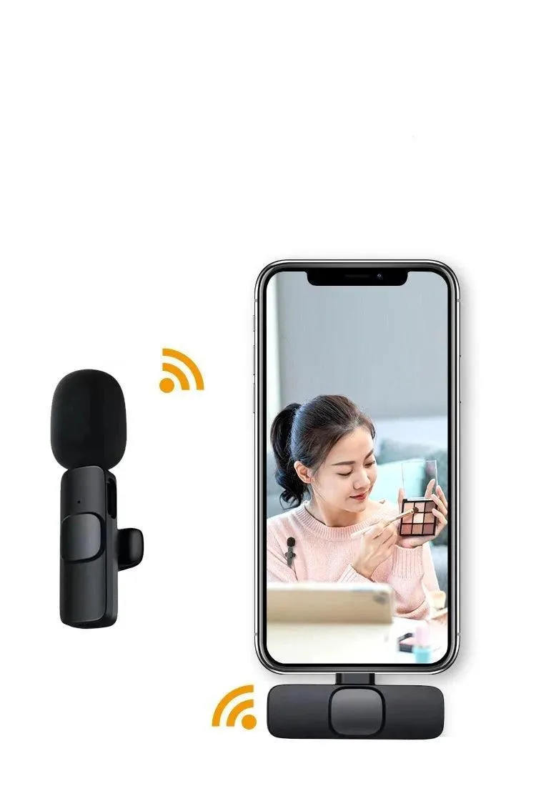 Wireless Lavalier Microphone, Ultra-Low Latency, Noise Reduction, 360° Pickup, Plug-and-Play, 65ft Range, Ideal for Vlogs and Broadcasts