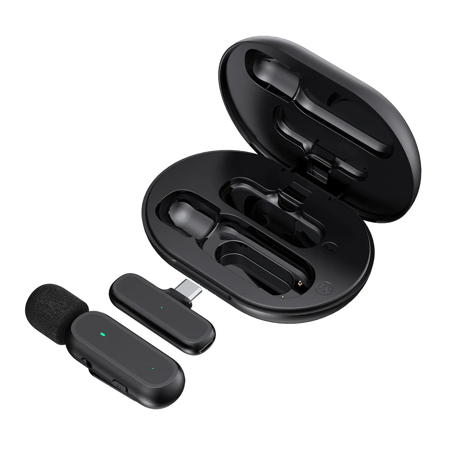 Wireless Lavalier Microphone With Charging Box Case Audio Video Recording Bluetooth Lapel Mic for i-Phone Android Vlog