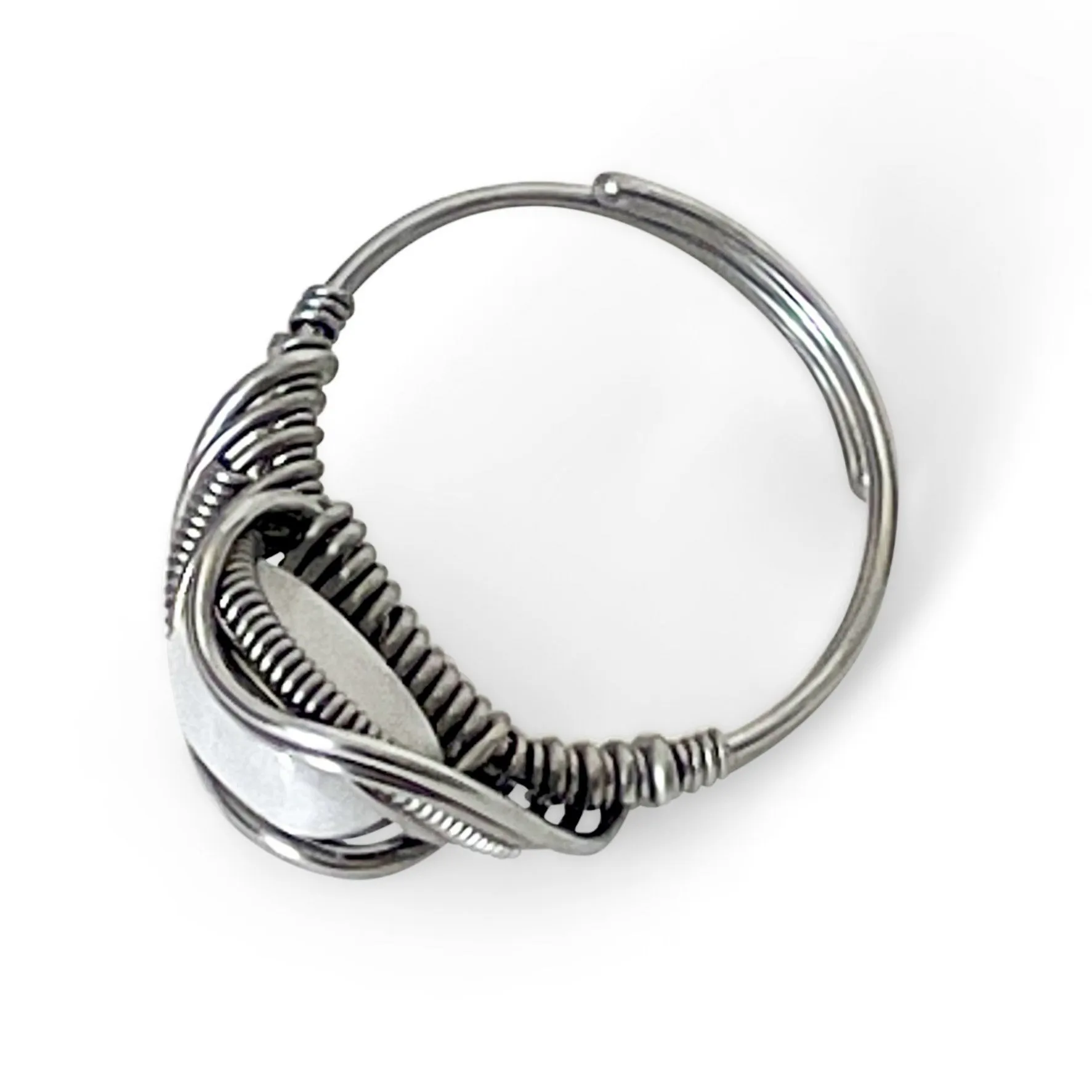 Wrapped Oval Adjustable Moonstone (White Labradorite) Gemstone Ring