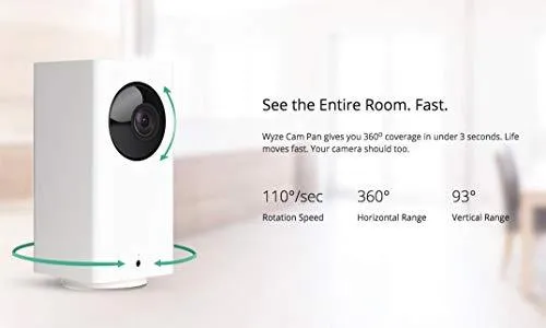Wyze Cam Pan 1080p Pan/Tilt/Zoom Wi-Fi Indoor Smart Home Camera with Night Vision, 2-Way Audio, Works with Alexa & the Google Assistant, White - WYZECP1