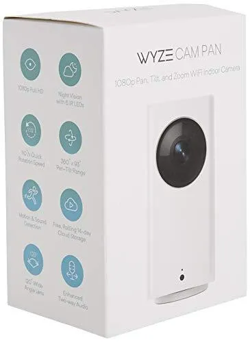 Wyze Cam Pan 1080p Pan/Tilt/Zoom Wi-Fi Indoor Smart Home Camera with Night Vision, 2-Way Audio, Works with Alexa & the Google Assistant, White - WYZECP1
