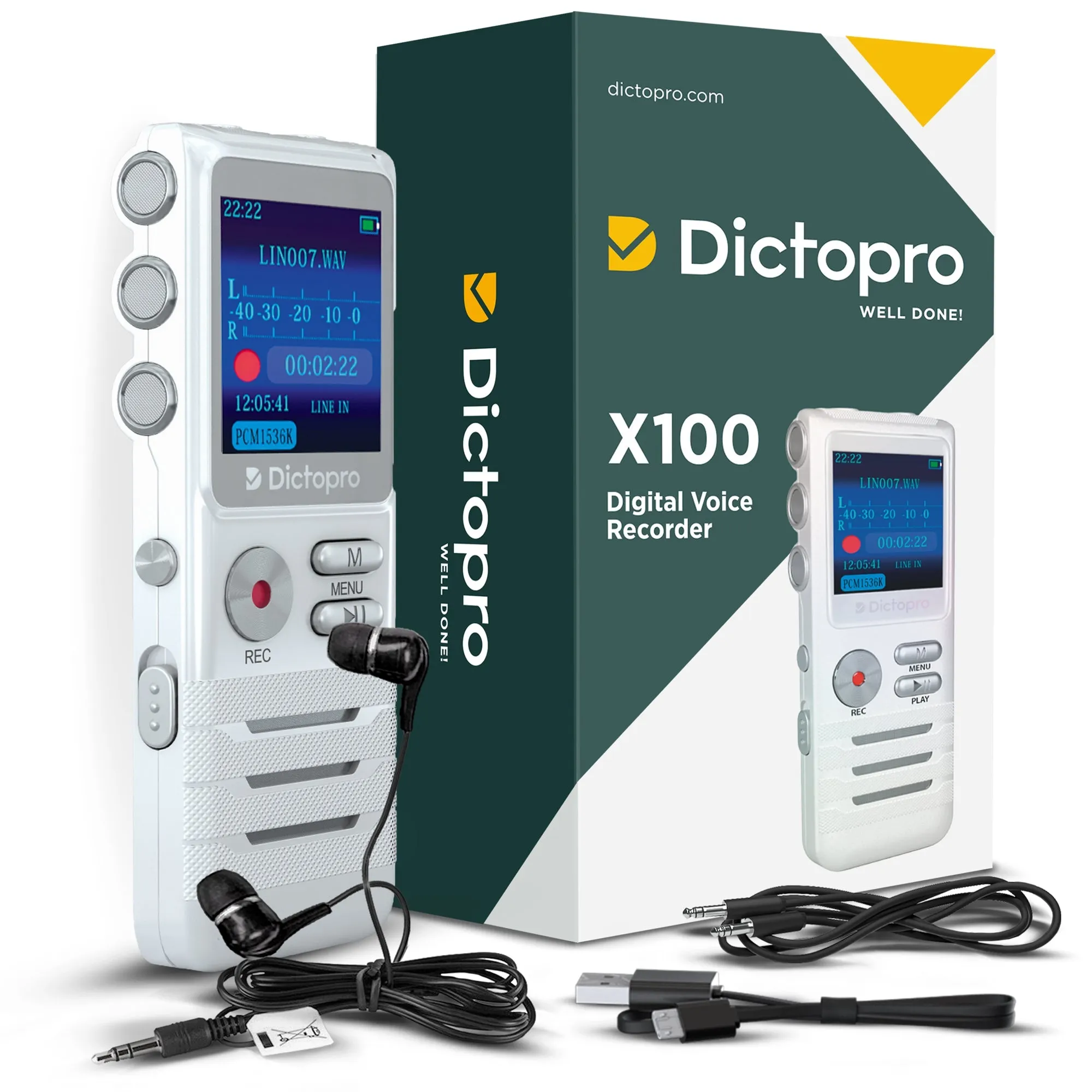 X100 - Digital Voice Recorder - Portable Voice Activated Recording Device, Double-HD Microphone, Noise Reduction, Mini Tape Dictaphone, 700 Hours Records of Meetings, School, Doctors, Lecture
