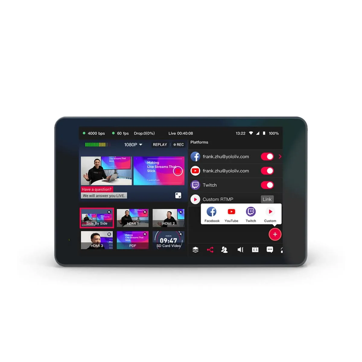 YOLOLIV YoloBox Pro, All-in-one Portable Multi-Cam Live Streaming Studio Encoder Recorder Switcher