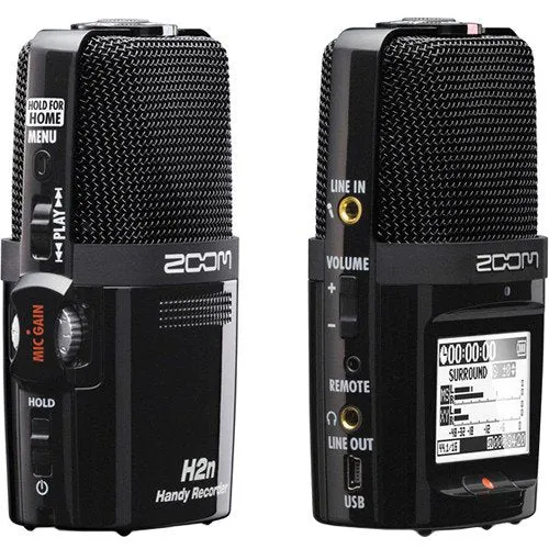 Zoom H2n Stereo/Surround-Sound Portable Recorder, 5 Built-In Microphones, X/Y, Mid-Side, Surround Sound, Ambisonics Mode, Records to SD Card, For Recording Music, Audio for Video, and Interviews