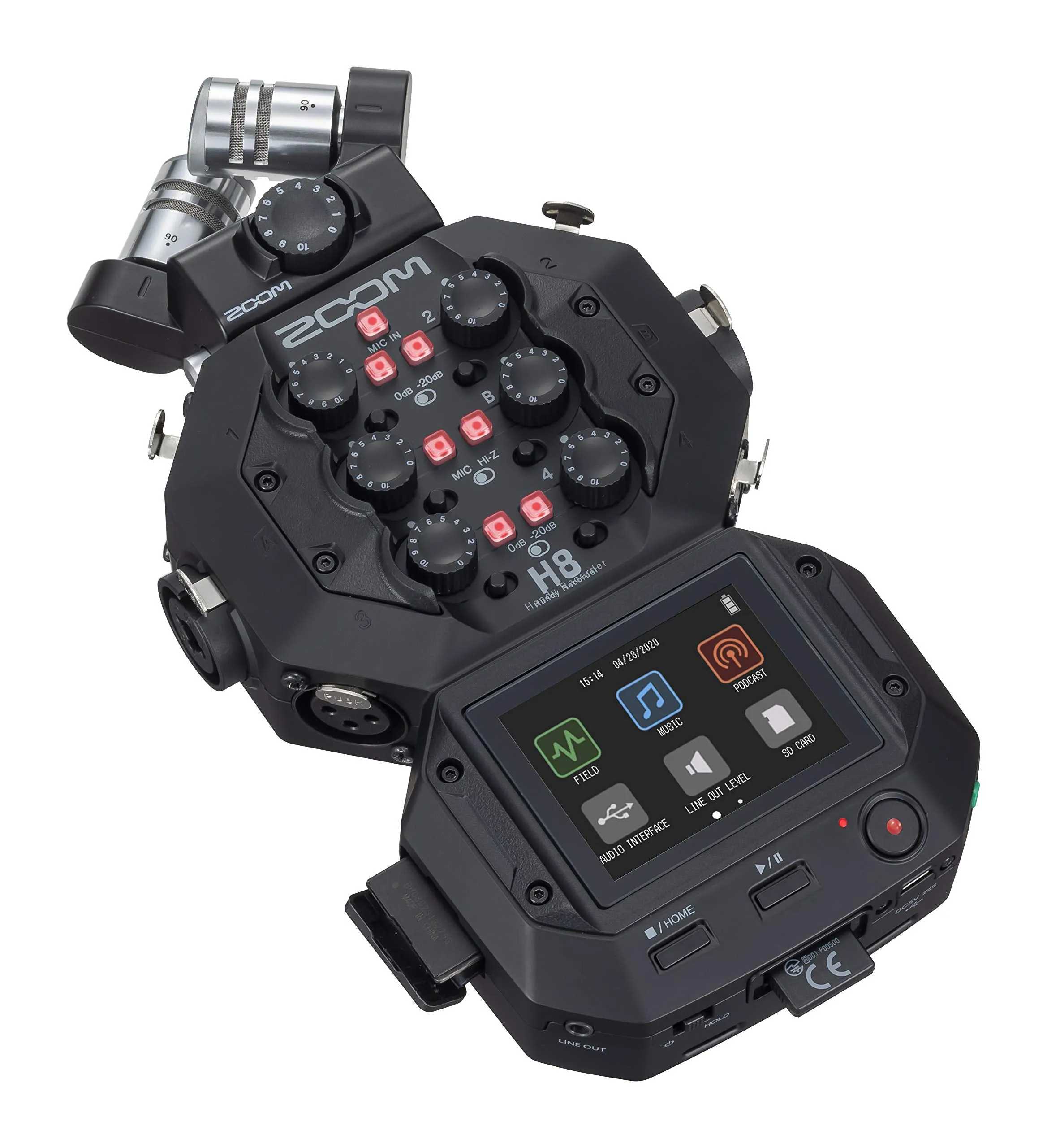 Zoom H8 12-Track Portable Recorder, Stereo Microphones, 6 Inputs, Touchscreen Interface, USB Audio Interface, Battery Powered, for Stereo/Multitrack Audio for Video, Podcasting, and Music