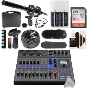 Zoom LiveTrak L-8 Portable Podcast 8-Track Digital Mixer and Multitrack Recorder   Shotgun Microphone Top Accessories